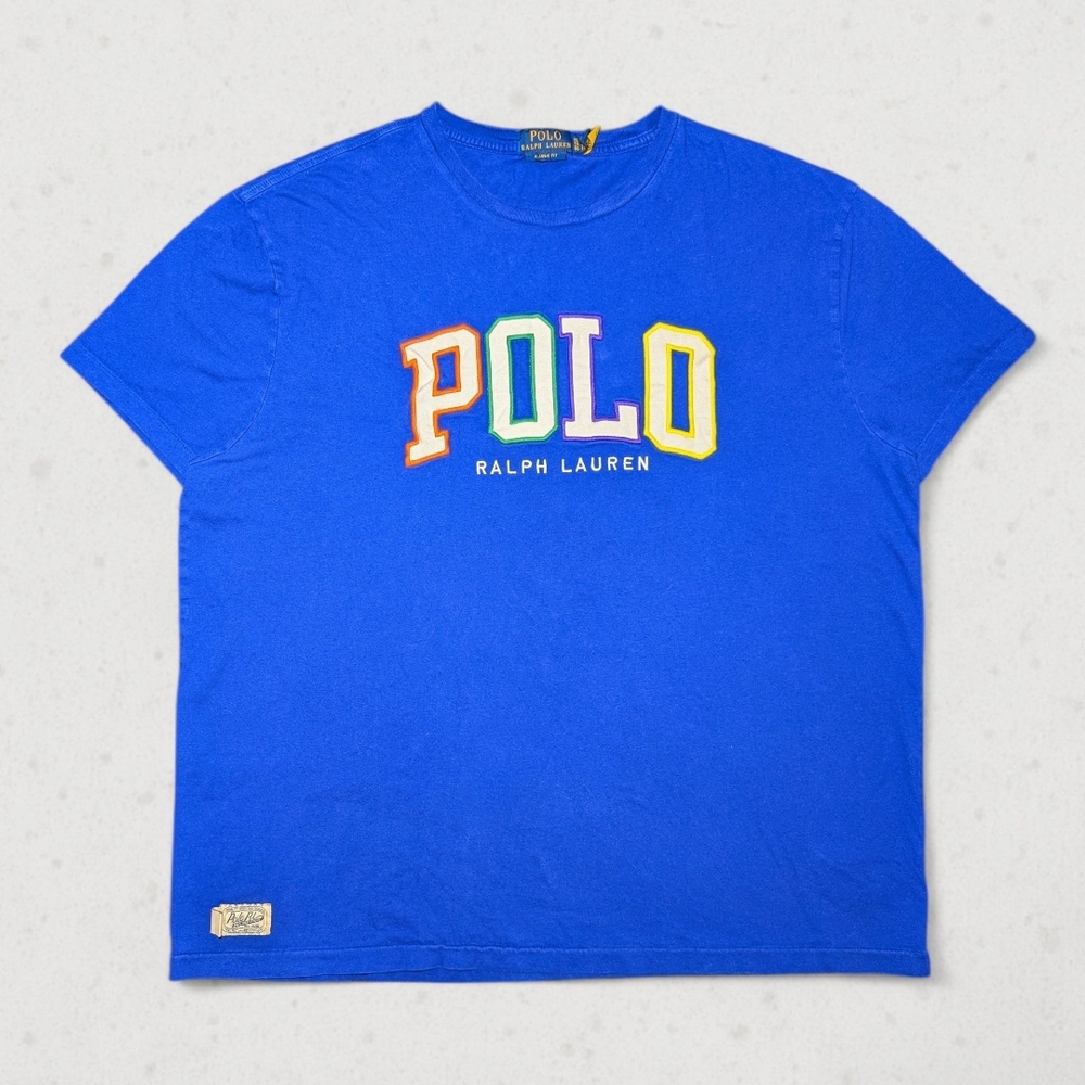 Ralph Lauren Polo Bright Blue Short Sleeve Tee with Multicolor Logo